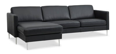 Ask sofa med chaiselong - stof/læder