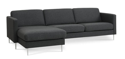 Ask sofa med chaiselong - stof/læder